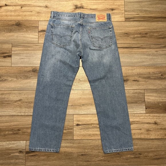 Men's Levis 505 Regular Fit Denim Jeans SZ 36x30 Blue Cotton Light Wash Red Tab - Picture 4 of 12